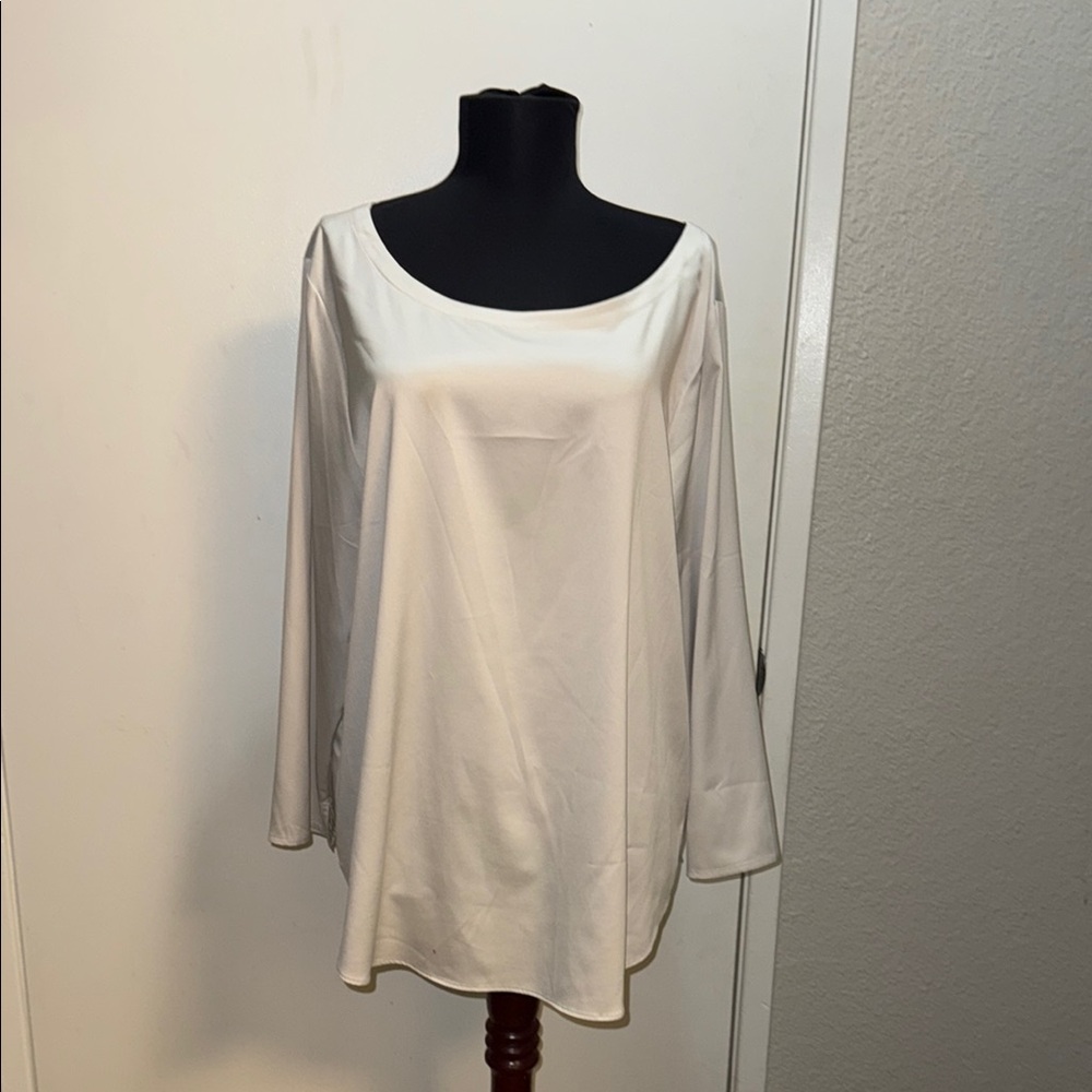 Eileen Fisher Cream Long Sleeve Relaxed Blouse